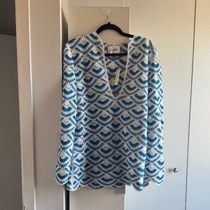 Anthropologie Blue and White Knit dress